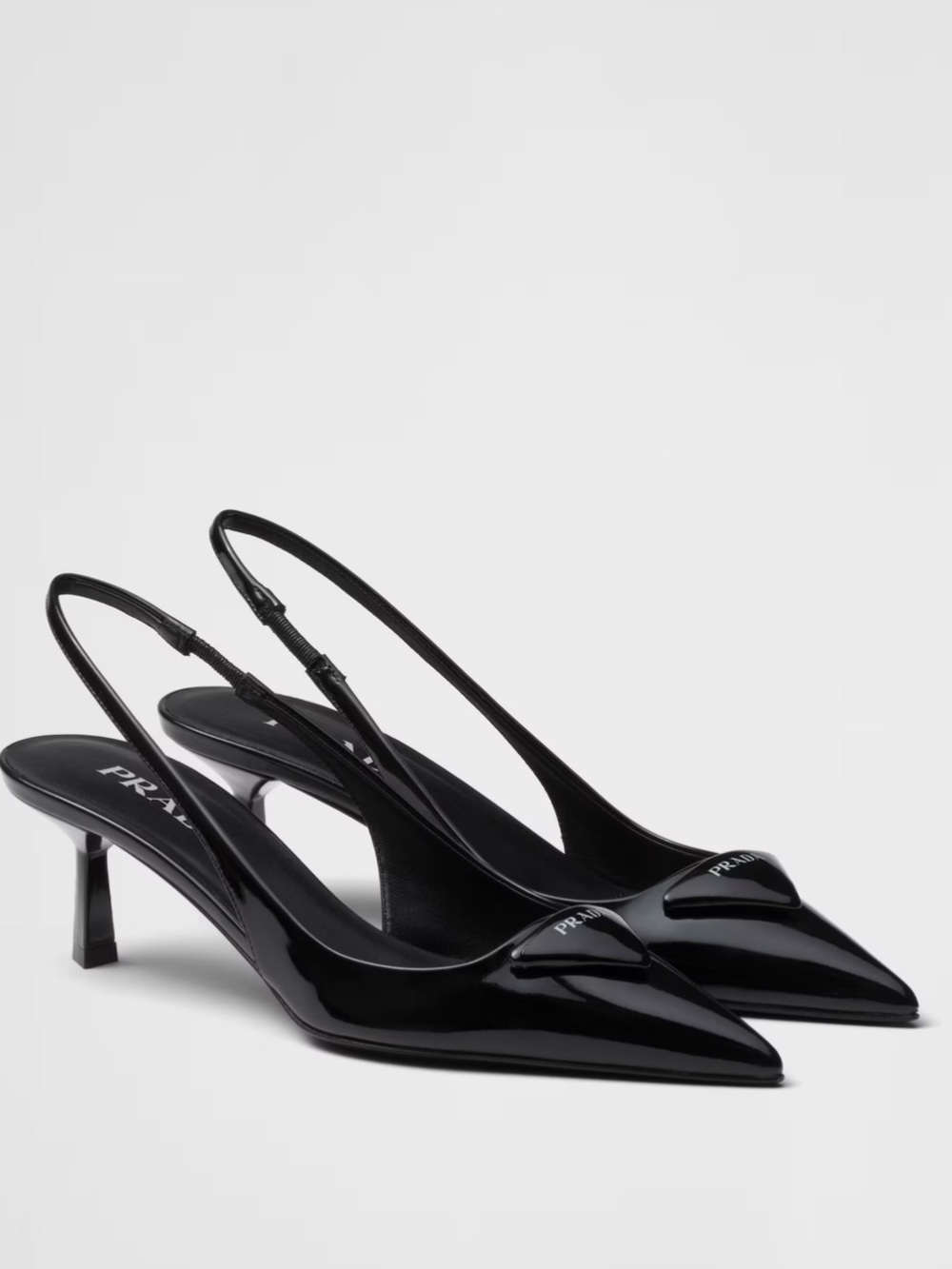 Prada Black Patent Leather Pointed Slingback Pumps